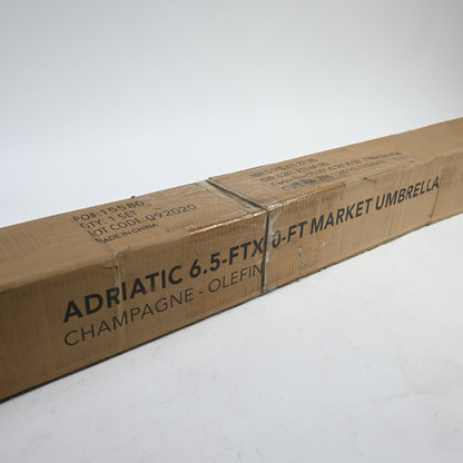 Adriatic 6.5-ft x 10-ft Rectangular Market Umbrella in Champagne Olefin
