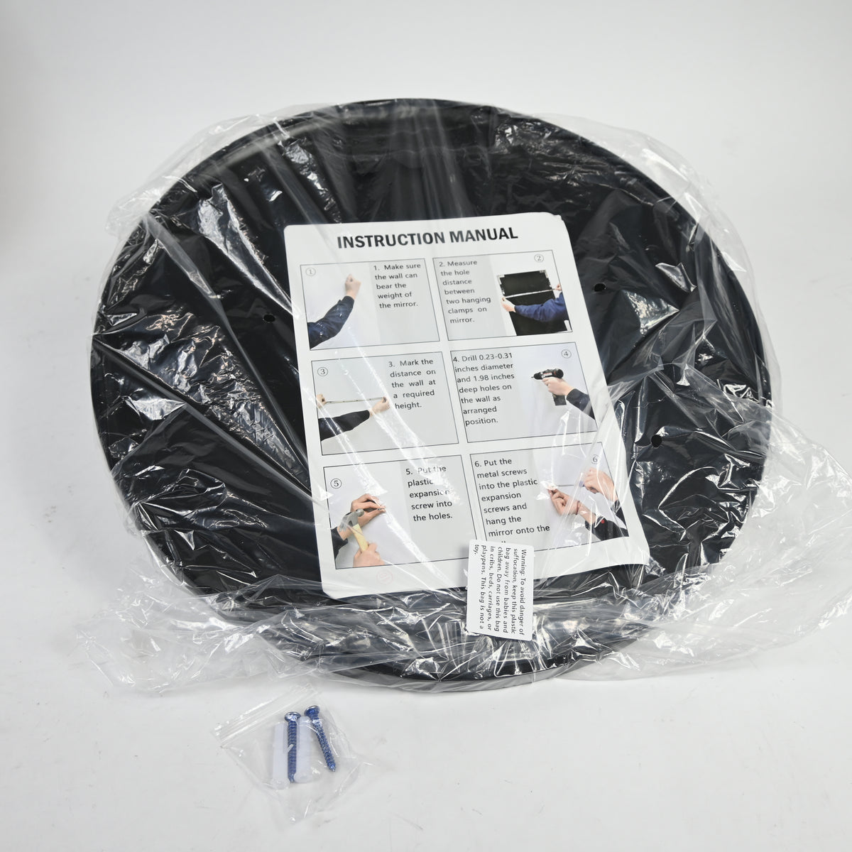 Round Black Bathroom Mirror - Wall Mounted Mirror 18" x 18" - Open Box