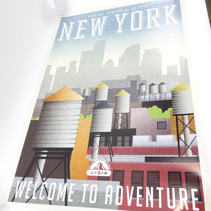 Retro Style New York City Travel Poster Vintage State Map Print 24"x36"