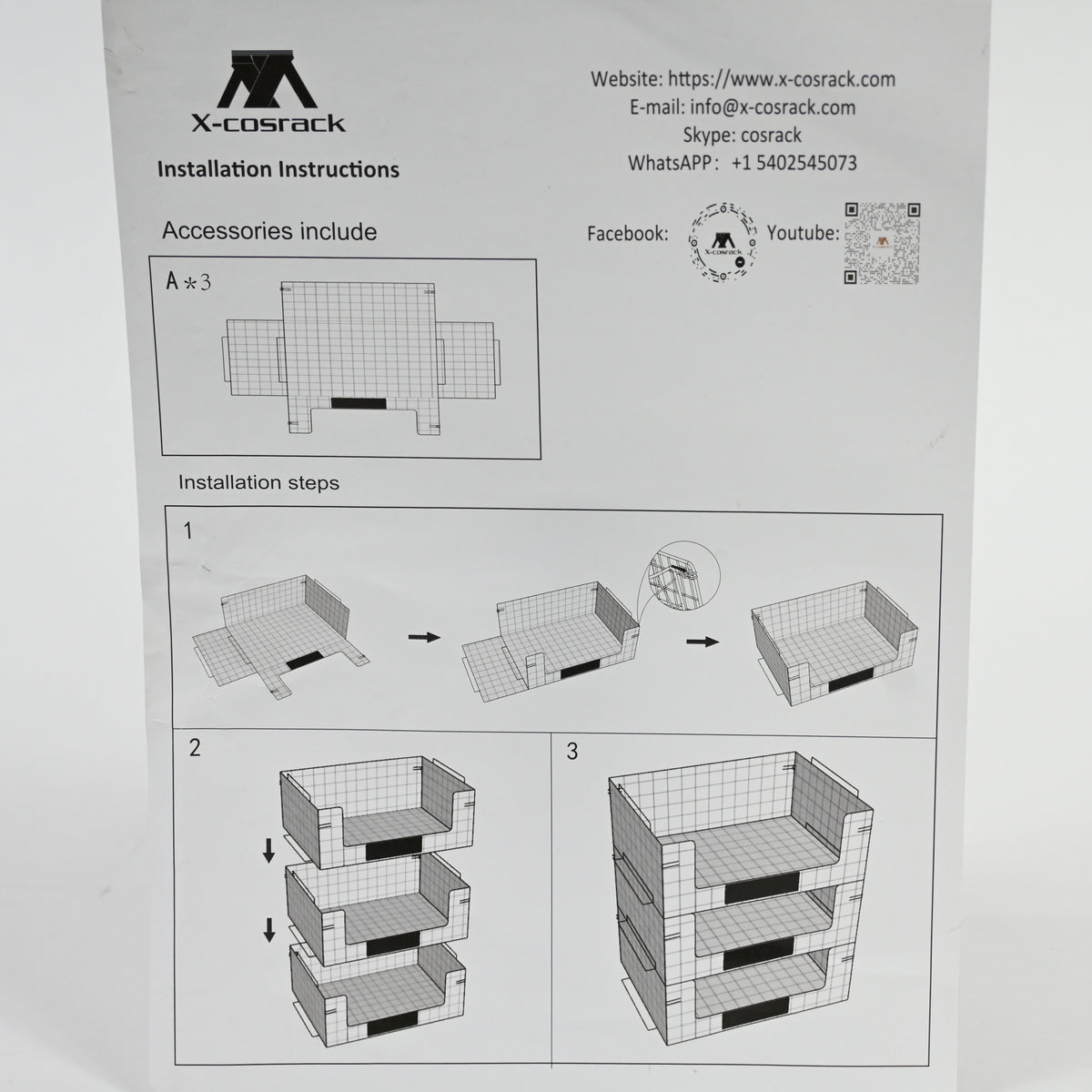 Stackable Wire Storage Baskets 15.6" x 7.48"  x 6.7" (3 Pack)