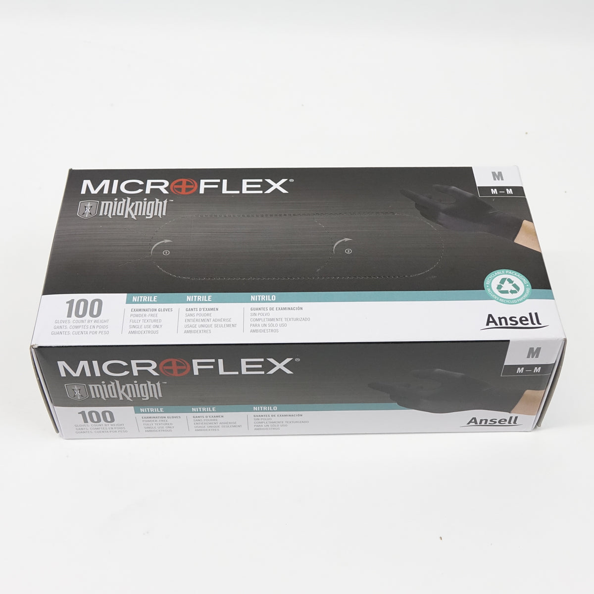 Midknight Microflex Nitrile Gloves 9.6" 4.7 1000 Pack Black MK-296-M - Open Box