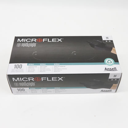 Midknight Microflex Nitrile Gloves 9.6" 4.7 1000 Pack Black MK-296-M - Open Box