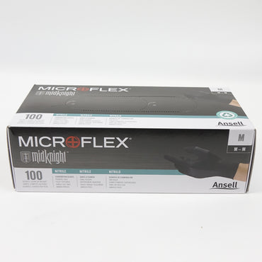 Midknight Microflex Nitrile Gloves 9.6" 4.7 1000 Pack Black MK-296-M - Open Box