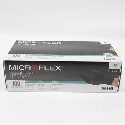 Midknight Microflex Nitrile Gloves 9.6" 4.7 1000 Pack Black MK-296-M - Open Box