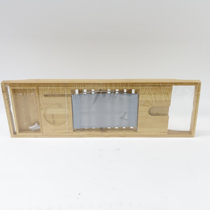 Bamboo Bathtub Tray - Wooden Expandable Caddy with Book, Tablet, Wine Holder