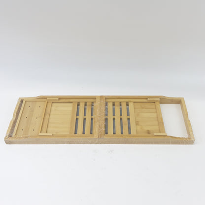 Bamboo Bathtub Tray - Wooden Expandable Caddy with Book, Tablet, Wine Holder