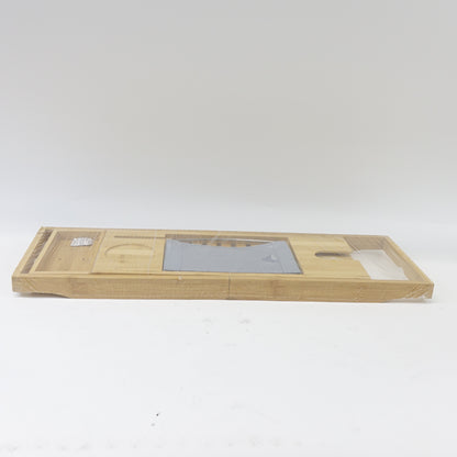 Bamboo Bathtub Tray - Wooden Expandable Caddy with Book, Tablet, Wine Holder