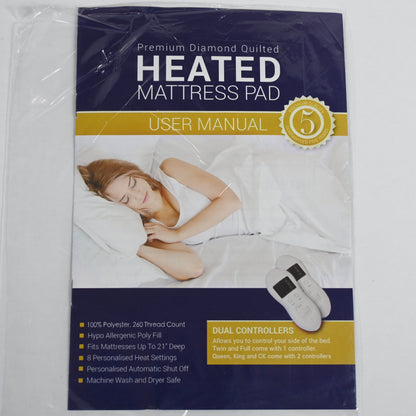 MAKATZ King Heated Mattress Pad 8 Heat Settings Quilted Fits Up to 21" Mattress