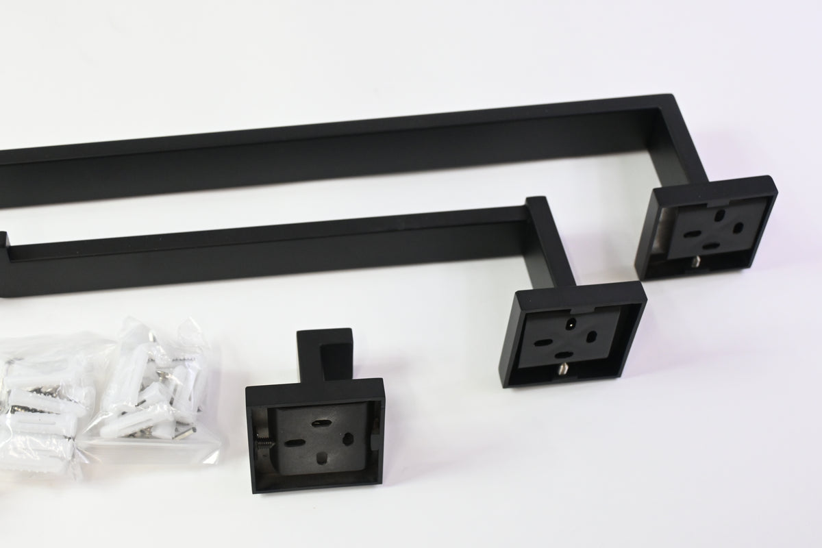 Black Metal 5 Piece Towel Bar