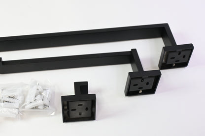 Black Metal 5 Piece Towel Bar