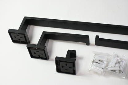 Black Metal 5 Piece Towel Bar