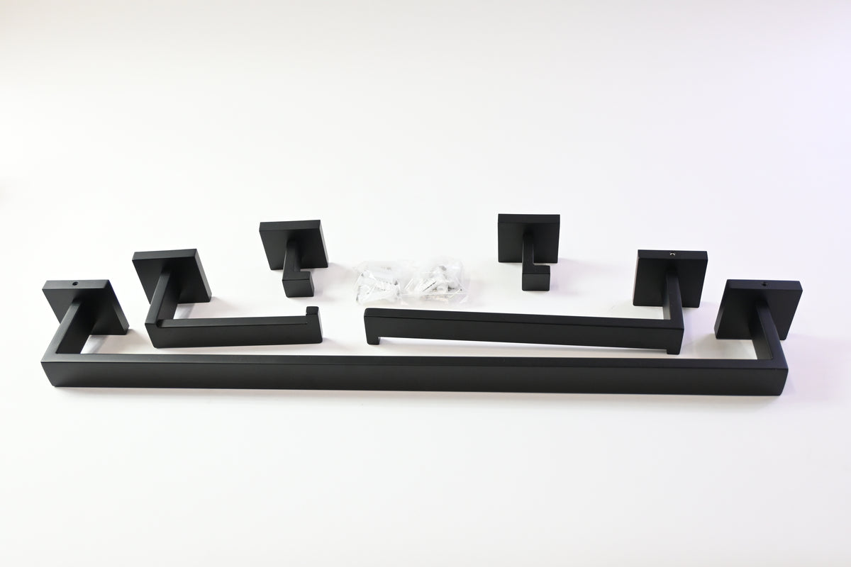 Black Metal 5 Piece Towel Bar