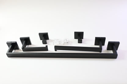 Black Metal 5 Piece Towel Bar