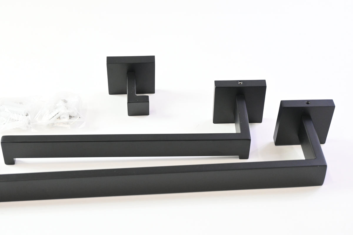 Black Metal 5 Piece Towel Bar