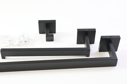 Black Metal 5 Piece Towel Bar