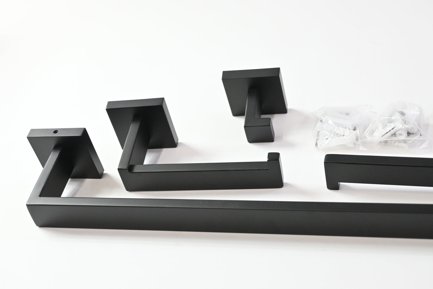 Black Metal 5 Piece Towel Bar