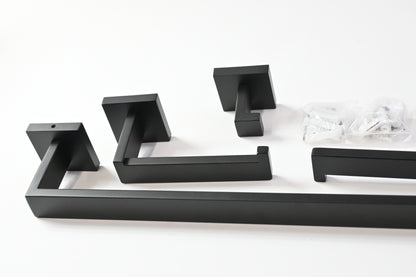 Black Metal 5 Piece Towel Bar