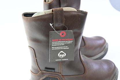 Wolverine Brown Leather Waterproof, Slip & Oil Resistant Boots, Size Men's 10.5