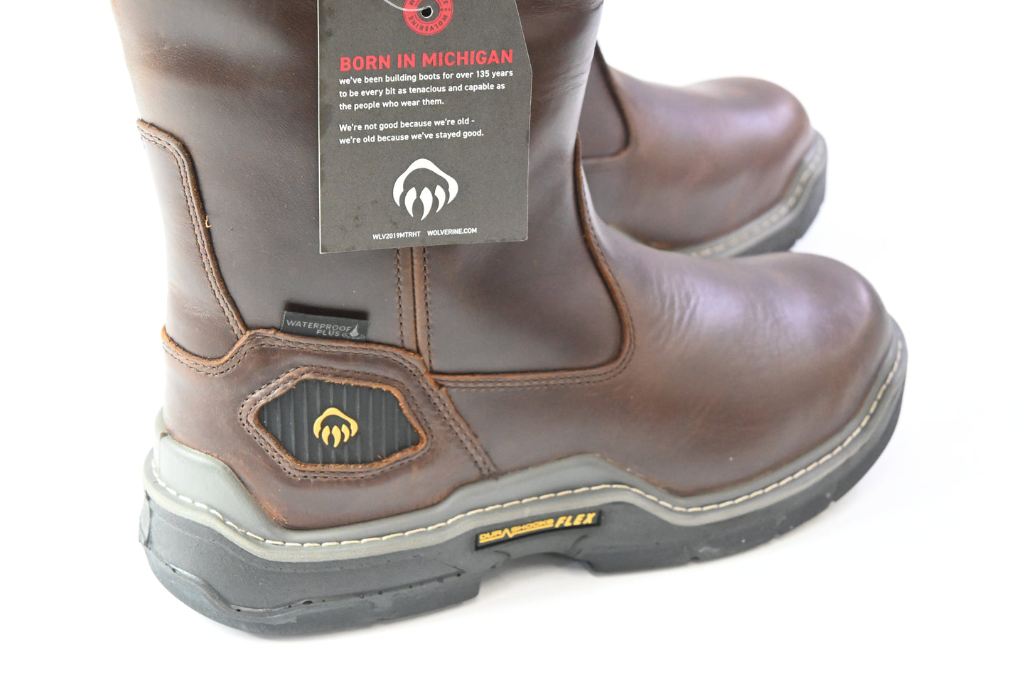 Wolverine Brown Leather Waterproof, Slip & Oil Resistant Boots, Size Men's 10.5