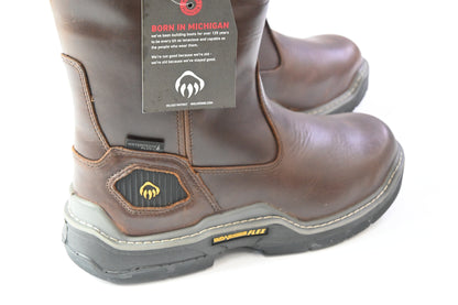 Wolverine Brown Leather Waterproof, Slip & Oil Resistant Boots, Size Men's 10.5