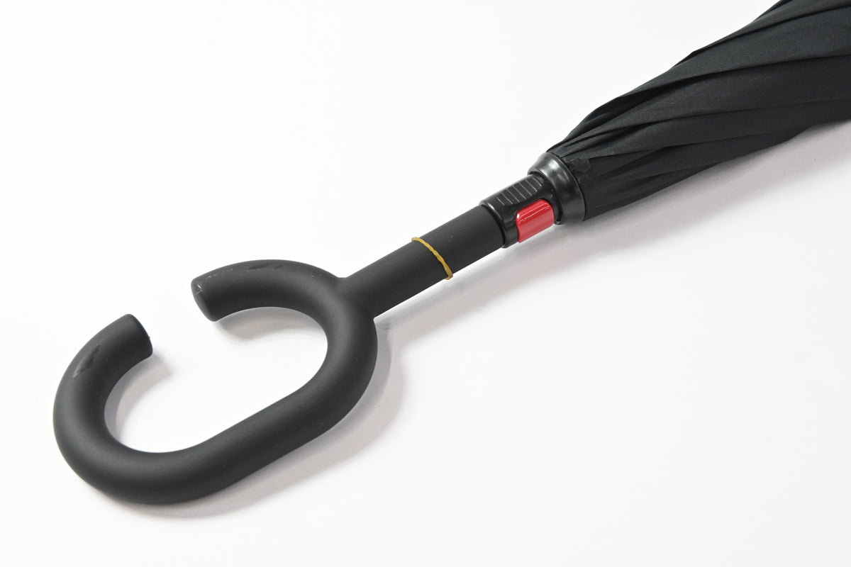 Black Double Layer Inverted Umbrella, C Shaped Handle Reverse Folding