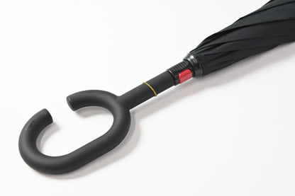 Black Double Layer Inverted Umbrella, C Shaped Handle Reverse Folding