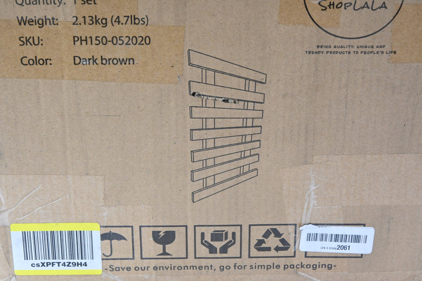 ShopLaLa 5 pc Dark Brown Wooden Plant Holder, 29 x 150cm 11.4"x59.1" - Open Box
