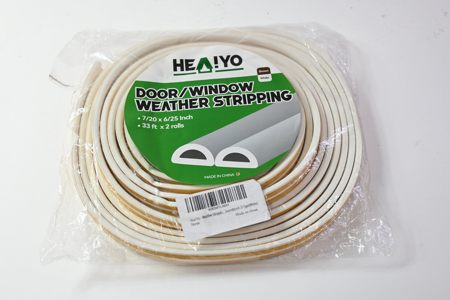 HEA!YO Door/Window Weather Stripping Brown, White, 33ft x 2 rolls