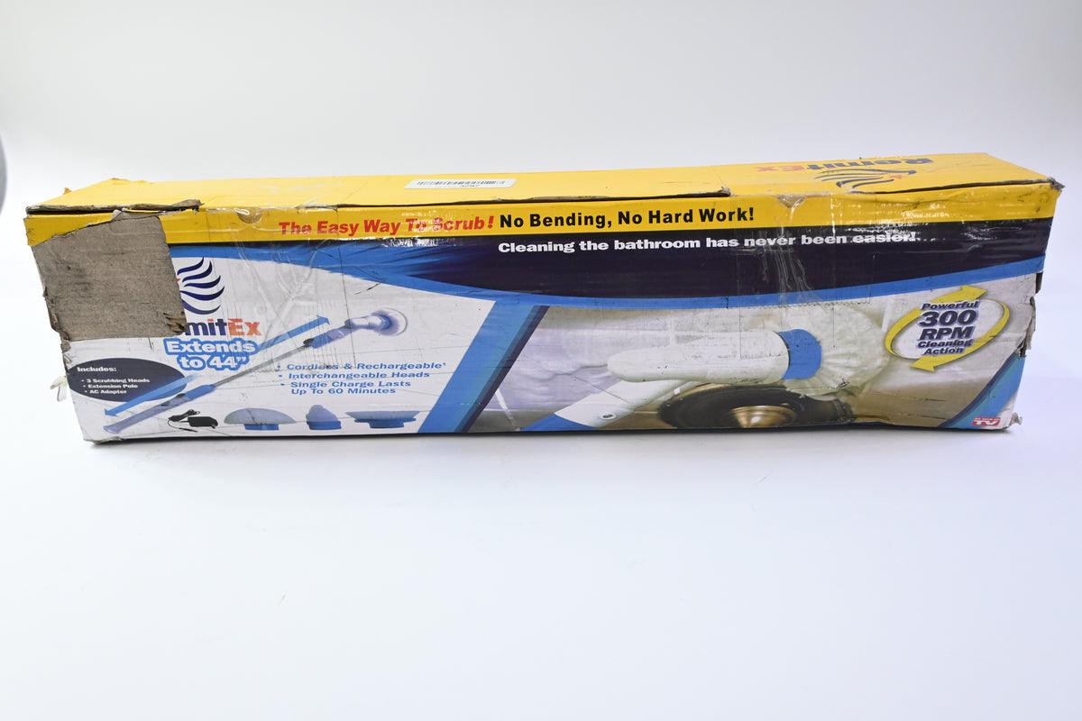 RemitEX Electric 3 Scrub Brushes, Extension Pole 44" & AC Adapter - Grade B