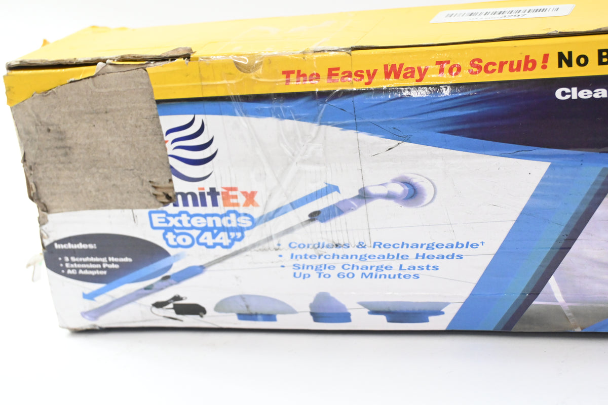 RemitEX Electric 3 Scrub Brushes, Extension Pole 44" & AC Adapter - Grade B