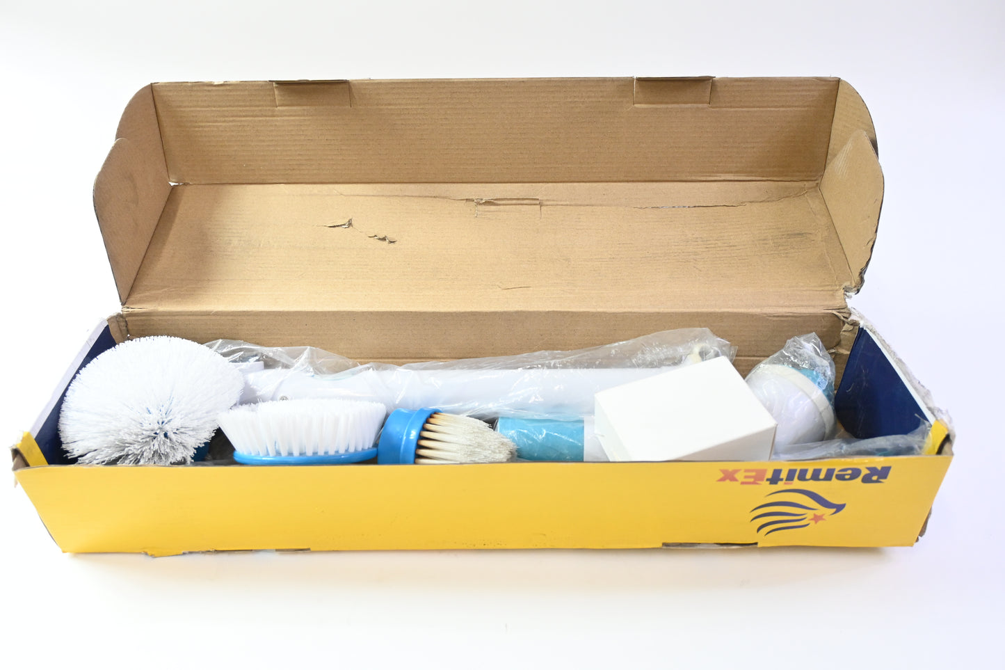 RemitEX Electric 3 Scrub Brushes, Extension Pole 44" & AC Adapter - Grade B