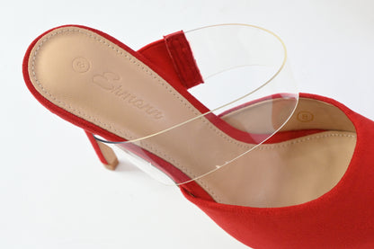 Ermonn Women's Closed Toe Heel Mules Transparent Strap US 8 - New with defects