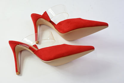 Ermonn Women's Closed Toe Heel Mules Transparent Strap US 8 - New with defects