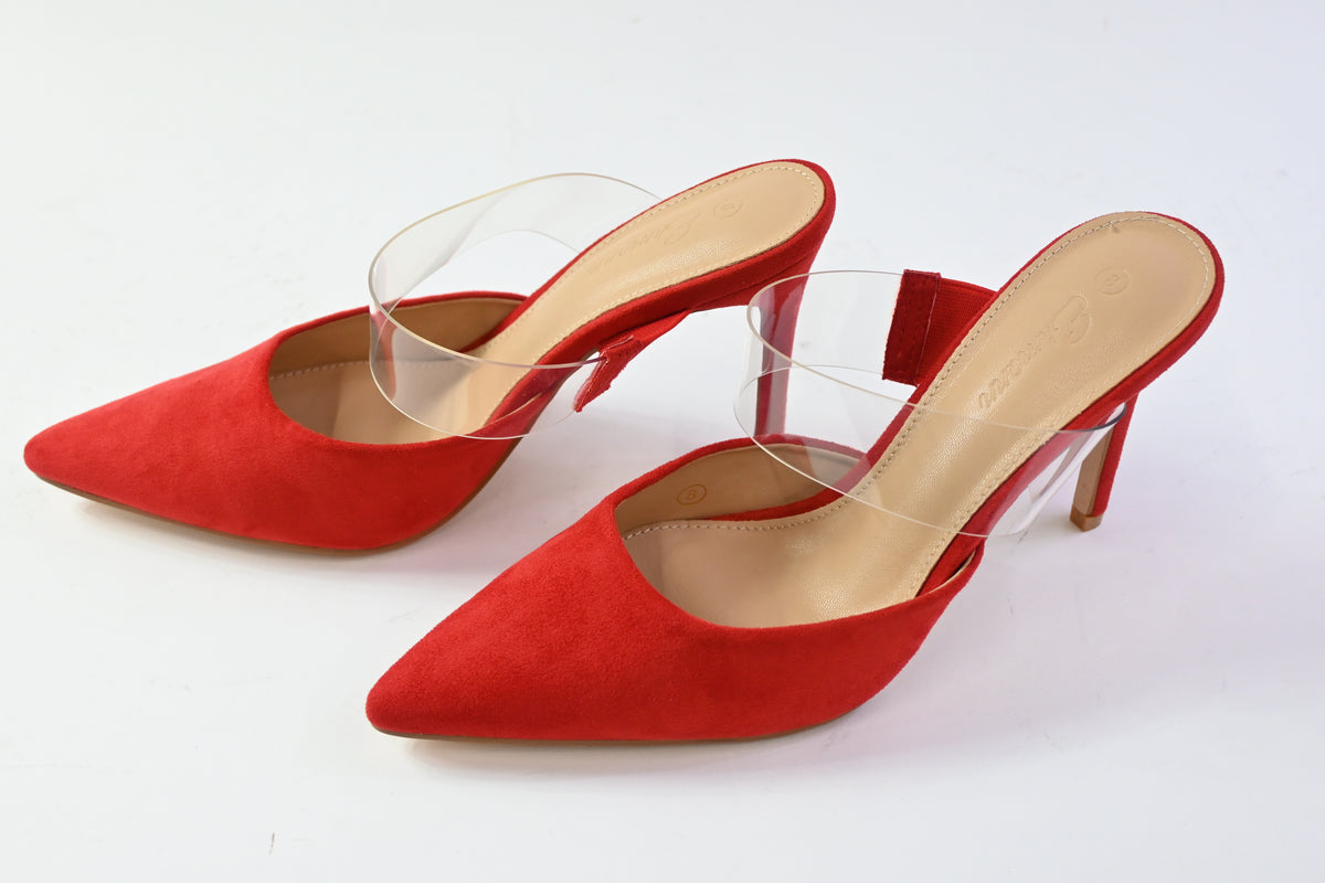 Ermonn Women's Closed Toe Heel Mules Transparent Strap US 8 - New with defects