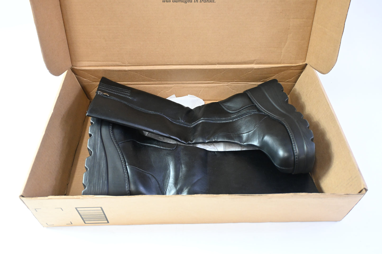 Gothniero Women's Knee-High Platform Boots Chunky Heel Black, Size 11.5-12