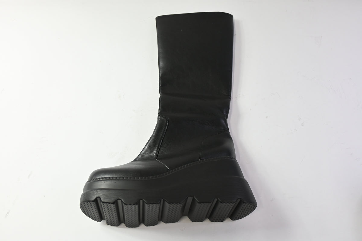 Gothniero Women's Knee-High Platform Boots Chunky Heel Black, Size 11.5-12