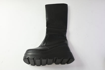 Gothniero Women's Knee-High Platform Boots Chunky Heel Black, Size 11.5-12