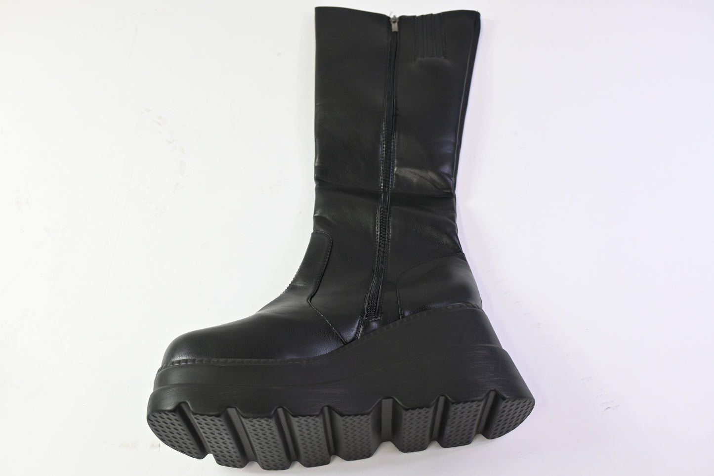 Gothniero Women's Knee-High Platform Boots Chunky Heel Black, Size 11.5-12