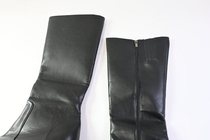 Gothniero Women's Knee-High Platform Boots Chunky Heel Black, Size 11.5-12