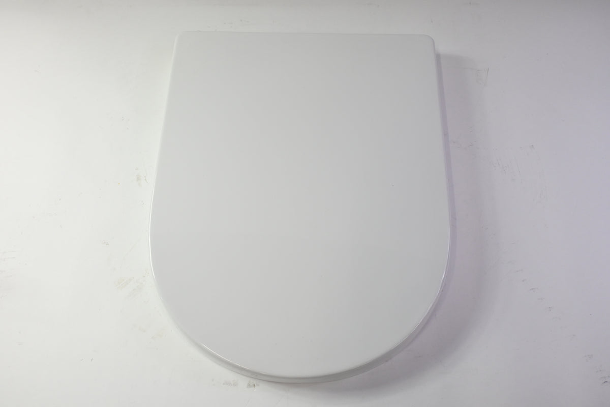 White Plastic Toilet Seat with Lid Bathroom Replacement Hardware - Open Box