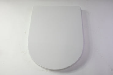 White Plastic Toilet Seat with Lid Bathroom Replacement Hardware - Open Box