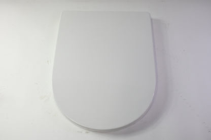 White Plastic Toilet Seat with Lid Bathroom Replacement Hardware - Open Box