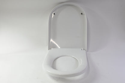 White Plastic Toilet Seat with Lid Bathroom Replacement Hardware - Open Box