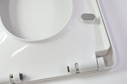 White Plastic Toilet Seat with Lid Bathroom Replacement Hardware - Open Box