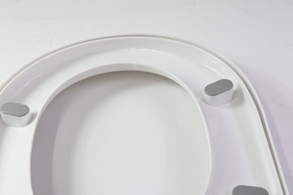 White Plastic Toilet Seat with Lid Bathroom Replacement Hardware - Open Box