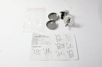White Plastic Toilet Seat with Lid Bathroom Replacement Hardware - Open Box