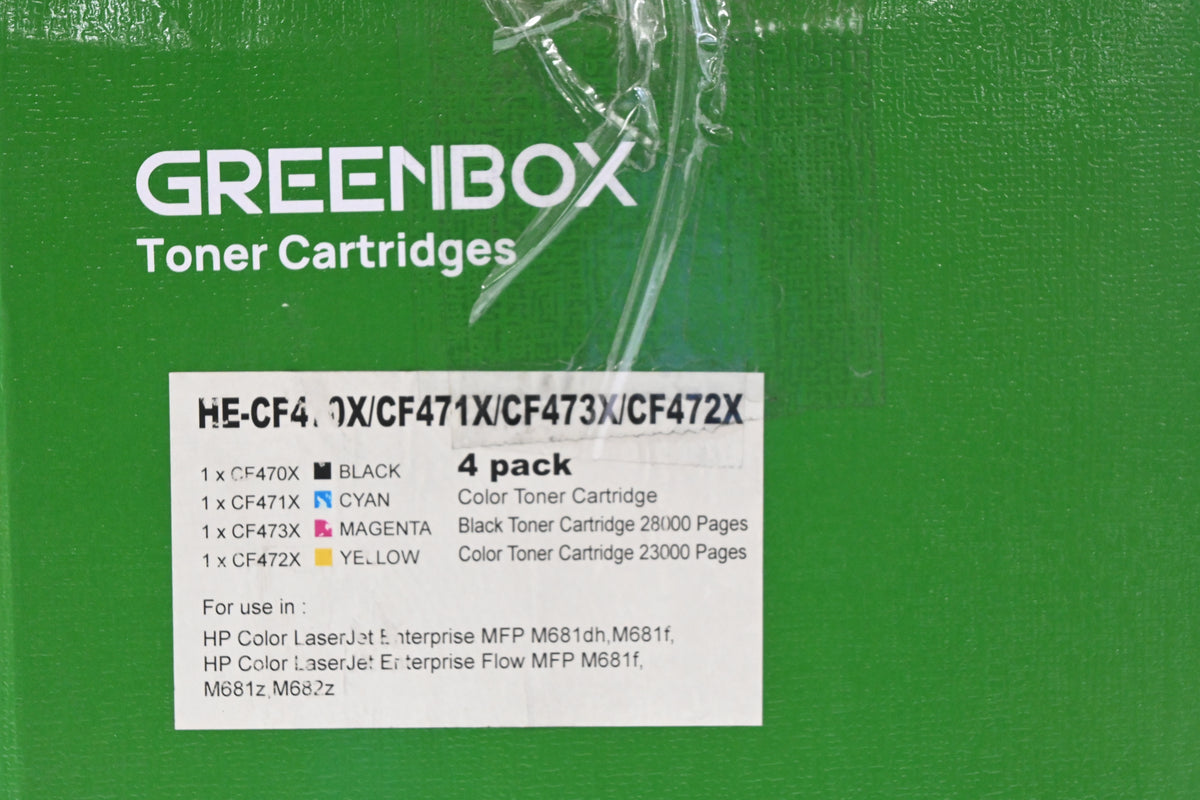 Greenbox Toner Cartridges, 4pk Black, Cyan, Yellow, Laser Jet Printer - Open Box