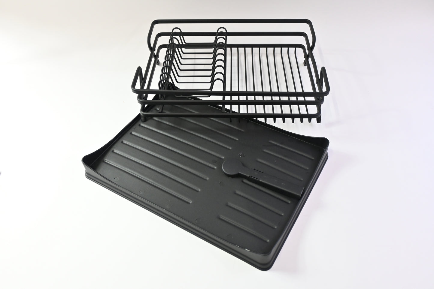 Black Dish Drying Rack with Drainboard
