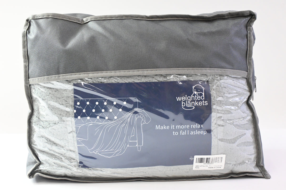 HBlife Soft Faux Fur Fuzzy Heavy Weighted Blanket, Mute Dusty Blue
