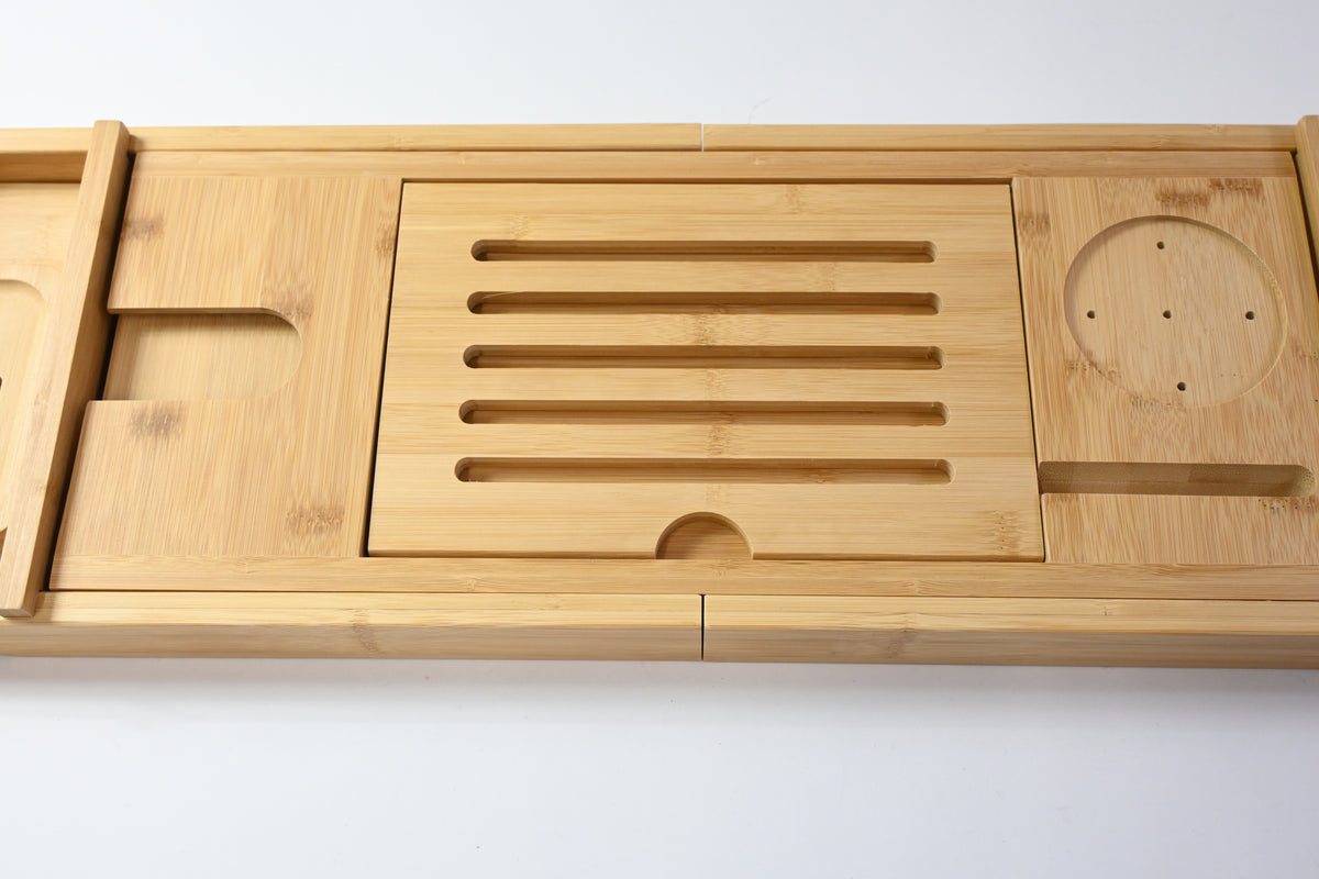 Bathtub Caddy Tray for Bath Tub, Bamboo Adjustable Holds Tablet, Phone, Drinks